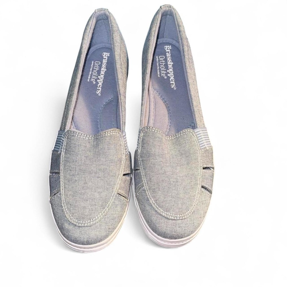 Grasshoppers Ortholite Womens Blue Chambray Slip On Sneakers EF57895 Size 8.5M